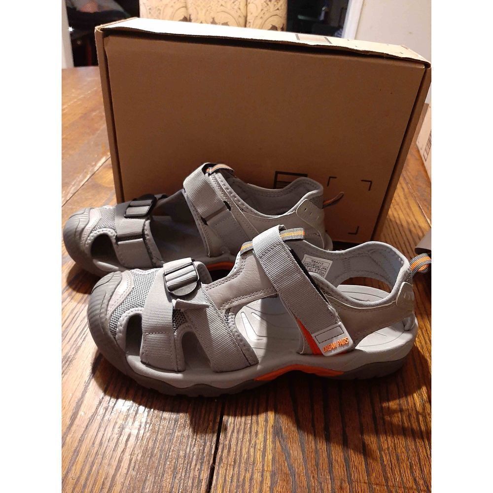 New 9 Dream Pairs Grey Orange Sport Outdoor Hiking Athletic Fishing Water Shoes